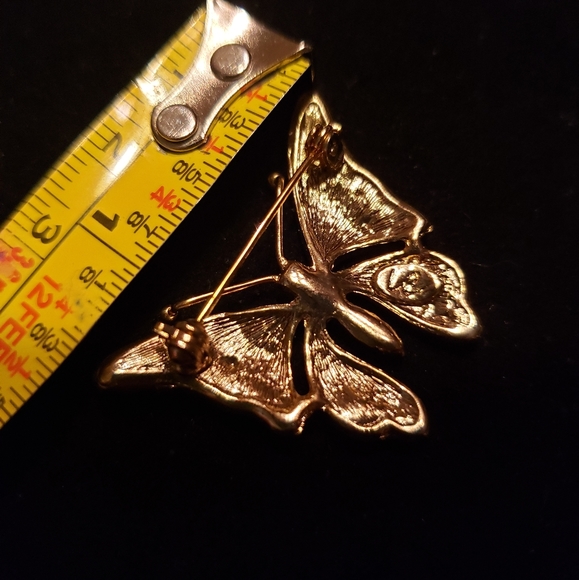Vintage Liz Claiborne  Butterfly Pin Brooch w/ Rhinestones & Enamel - Picture 3 of 6